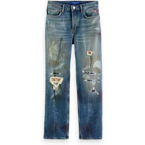 Distressed Straight Jeans , female, Sizes: W29, W26 - Scotch & Soda - Modalova