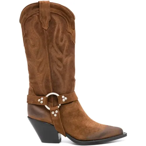 Braune Wildleder Texanische Stiefel , Damen, Größe: 36 EU - Sonora - Modalova