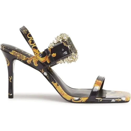 Black Sandals for Women Aw24 , female, Sizes: 7 UK, 6 UK - Versace Jeans Couture - Modalova