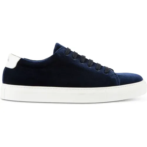 Handgefertigte Navy Velvet Sneakers , Herren, Größe: 42 EU - NATIONAL STANDARD - Modalova