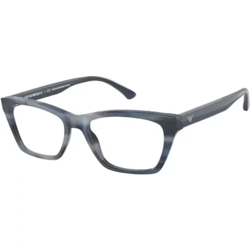 Striped Blue Cat Eye Glasses , unisex, Sizes: 53 MM - Emporio Armani - Modalova