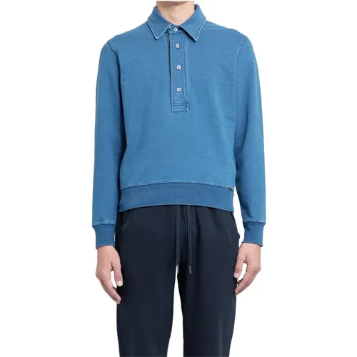 Indigo Dye Jersey Polo Shirt , Herren, Größe: L - Tom Ford - Modalova