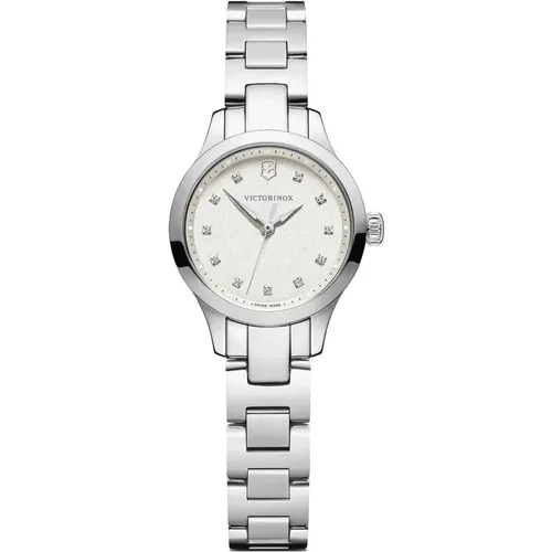 Damen Stahl Uhr, weißes Gehäuse, silbernes Band , Damen, Größe: ONE Size - Victorinox - Modalova