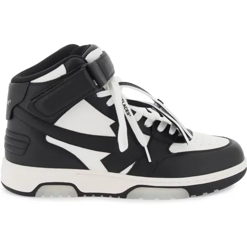 Two-Toned Leather Sneakers with Iconic Side Arrow , male, Sizes: 8 UK, 9 UK, 7 UK - Off White - Modalova
