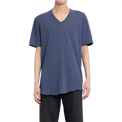 Blau Baumwoll V-Ausschnitt Jersey T-Shirt,T-Shirts,Supima Cotton V-Neck Tee - James Perse - Modalova