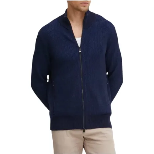 Blauer Zip Pullover mit Seitentaschen - Hugo Boss - Modalova