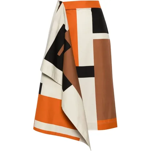 Midi Skirt with FF Puzzle Print , female, Sizes: XS - Fendi - Modalova