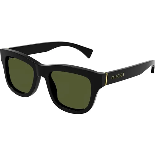 Schwarze/Grüne Sonnenbrille , Herren, Größe: 51 MM - Gucci - Modalova