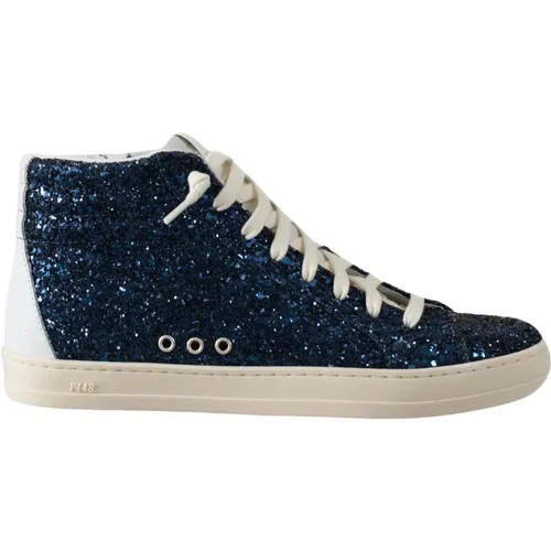 High-Top Skate Schuhe Blau Glitzer , Damen, Größe: 37 EU - P448 - Modalova