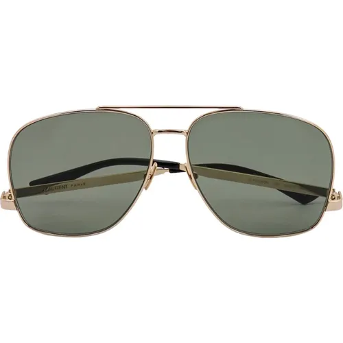 Goldene Aviator Sonnenbrille mit seitlichem Logo , Damen, Größe: ONE Size - Saint Laurent - Modalova