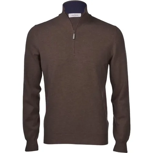 Brauner Zip-Up Pullover Gran Sasso - Gran Sasso - Modalova