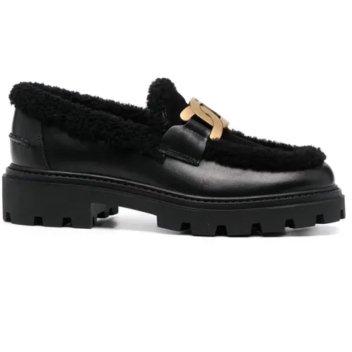 Schwarze Lederloafers,Multicolor Geschlossene Flache Loafers - TOD'S - Modalova