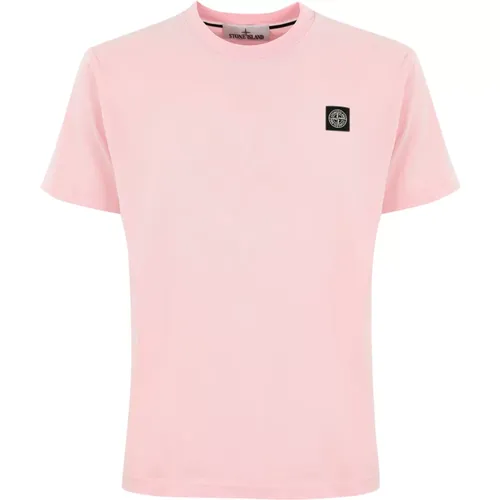 Rosa Baumwoll-T-Shirt für Männer , Herren, Größe: 2XL - Stone Island - Modalova