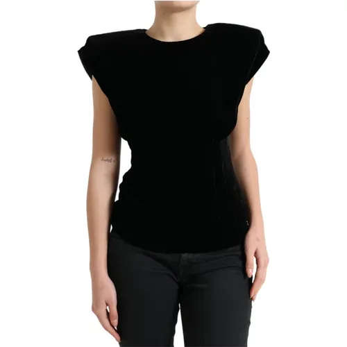 Velvet Shoulder Top , unisex, Sizes: XS - Dolce & Gabbana - Modalova