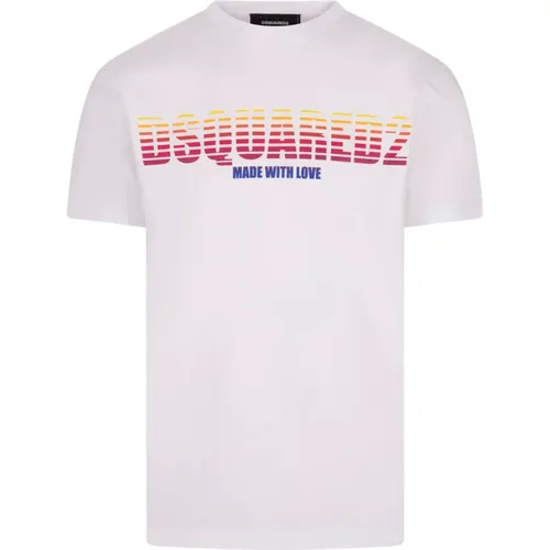 Bunter Rundhalsausschnitt Baumwoll-T-Shirt - Dsquared2 - Modalova