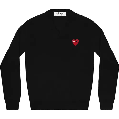 V-Neck Pullover Sweater , Herren, Größe: 2XL - Comme des Garçons Play - Modalova