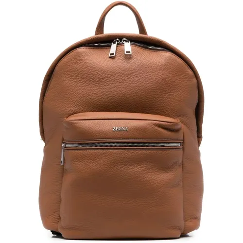 Italienischer Leder-Rucksack, Designer-Code Lhcvmc1895Z - Ermenegildo Zegna - Modalova