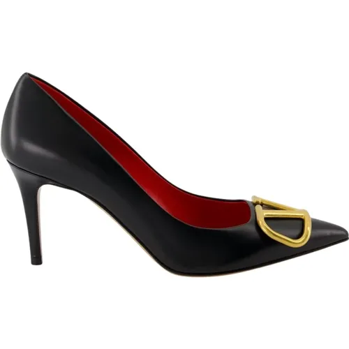 VLogo Leather Pumps , female, Sizes: 4 1/2 UK, 5 UK, 3 UK - Valentino Garavani - Modalova