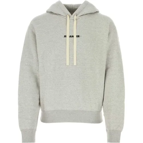 Hellgraues Baumwoll-Sweatshirt , Herren, Größe: M - Jil Sander - Modalova