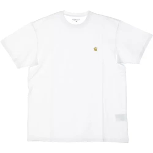 Weiß/Gold Kurzarm T-Shirt Weicher Schnitt - Carhartt WIP - Modalova