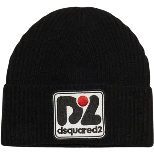 Wollmischung Bestickte Beanie Mütze - Dsquared2 - Modalova