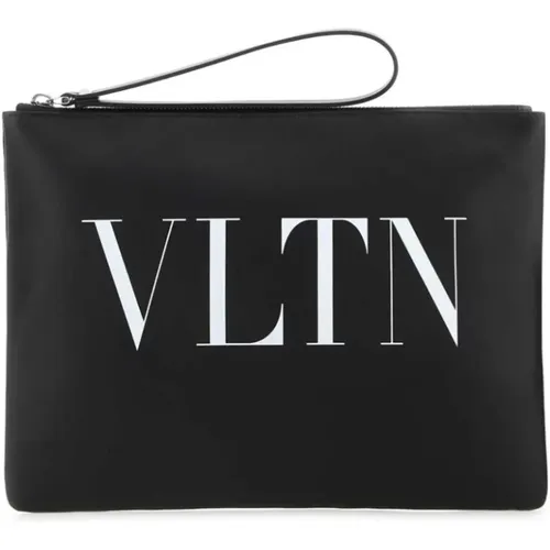 Logo Print Clutch White Leather , male, Sizes: ONE SIZE - Valentino Garavani - Modalova