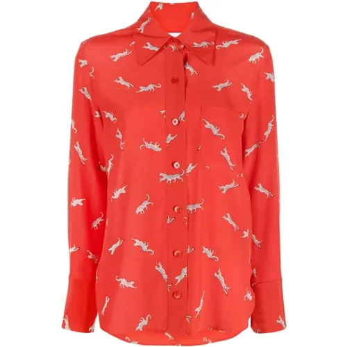 Flame Graphic Print Silk Shirt , female, Sizes: L - Equipment - Modalova