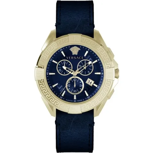 Chrono Sporty Blau Gold Uhr Versace - Versace - Modalova