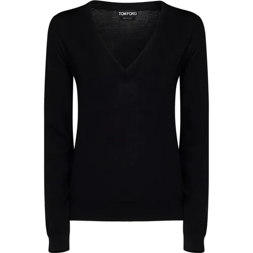 Schwarzer V-Ausschnitt Wollpullover - Tom Ford - Modalova