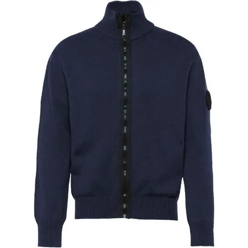 Blaue Full Zip Sweater mit Velcro Patch , Herren, Größe: 2XL - LA MARTINA - Modalova