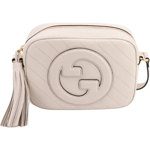 Weiße Leder-Schultertasche mit GG-Logo - Gucci - Modalova