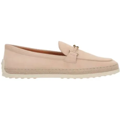 Natural Suede Moccasin Shoes , female, Sizes: 5 1/2 UK, 4 UK, 3 1/2 UK, 5 UK, 3 UK, 4 1/2 UK, 2 UK, 7 UK, 6 UK - TOD'S - Modalova