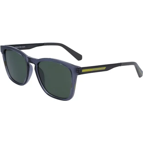 Mens Sunglasses Grey Square Green Lens , male, Sizes: ONE SIZE - Calvin Klein - Modalova