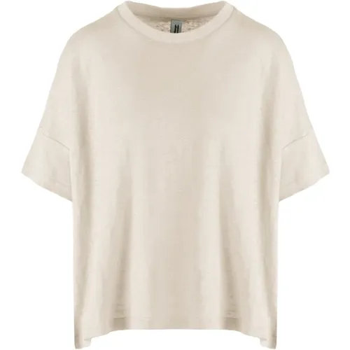 Slub Linen Loose Fit Crew-Neck T-Shirt , female, Sizes: L, S, XS, M - BomBoogie - Modalova
