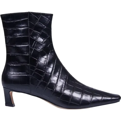 Schwarze Kroko-Print Leder Stiefeletten , Damen, Größe: 35 1/2 EU - Michael Kors - Modalova