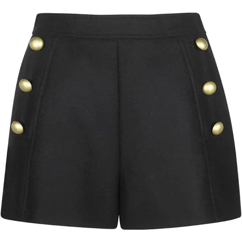 Wollshorts mit Dekorativen Knöpfen , Damen, Größe: M - Moschino - Modalova