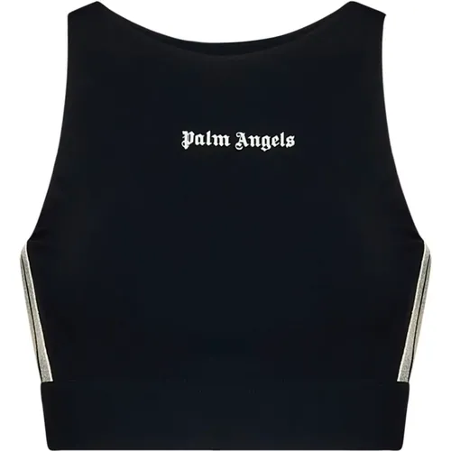 Schwarzes Logo Track Crop Top , Damen, Größe: M - Palm Angels - Modalova