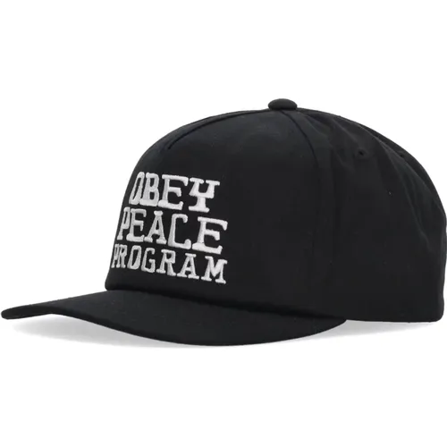 Schwarze gebogene Schirm Snapback Cap - Obey - Modalova