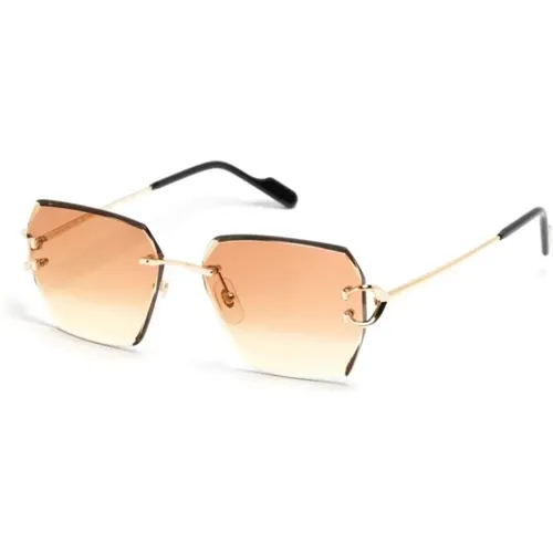 Gold Sunglasses with Original Case , female, Sizes: 58 MM - Cartier - Modalova