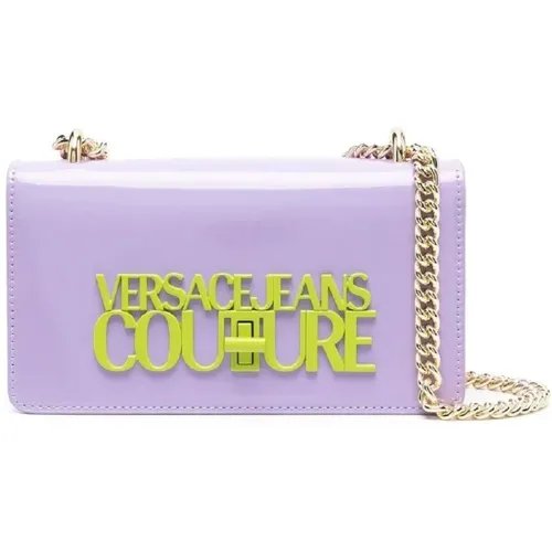 Lila Glänzende Schultertasche für Damen , Damen, Größe: ONE Size - Versace Jeans Couture - Modalova