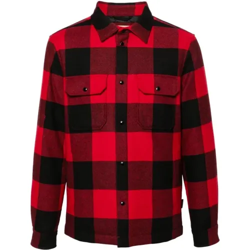 Rotes Buffalo Plaid Hemd , Herren, Größe: XL - Woolrich - Modalova