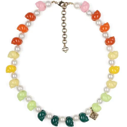 Handmade Shell and Pearl Necklace , unisex, Sizes: ONE SIZE - Casablanca - Modalova