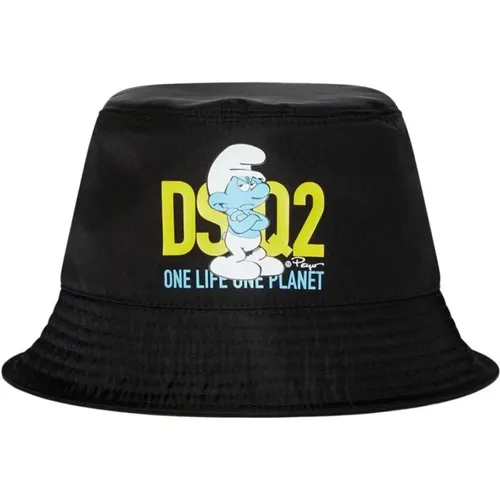 Grouchy Smurfs Logo Bucket Hat - Dsquared2 - Modalova