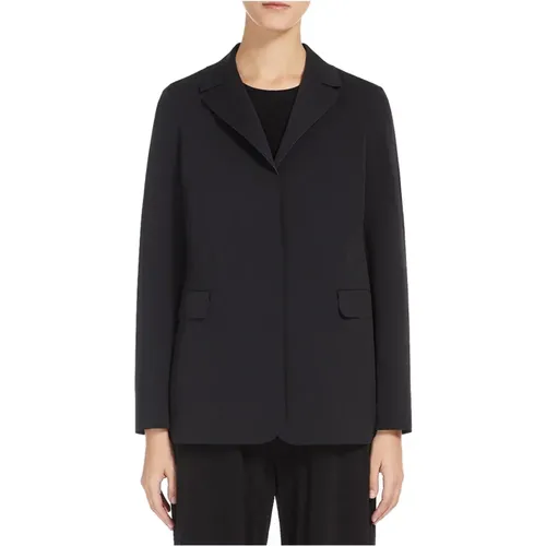 Schwarze Jacke mit Revers und Taschen , Damen, Größe: M - Max Mara - Modalova