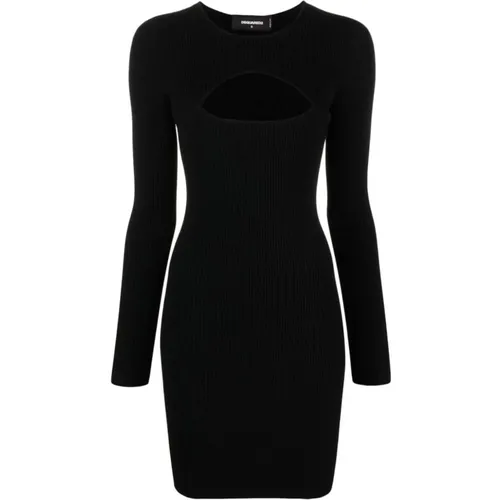 Schwarzes Cut Out Mini Kleid , Damen, Größe: L - Dsquared2 - Modalova