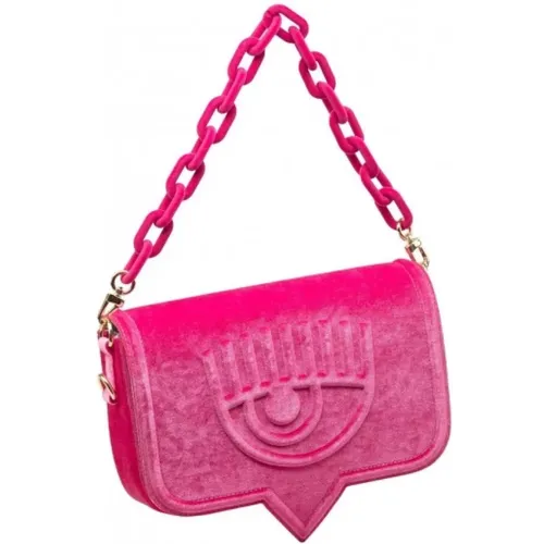 Velvet Big Logo Chain Shoulder Bag , female, Sizes: ONE SIZE - Chiara Ferragni Collection - Modalova