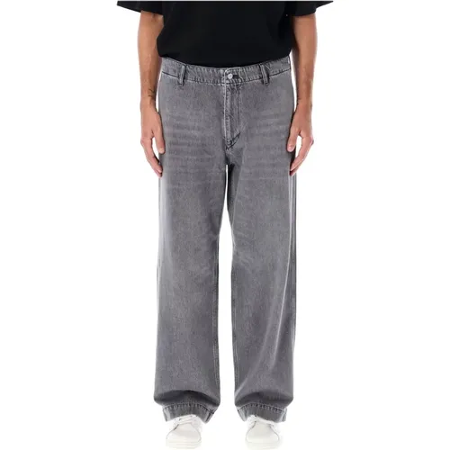 Wide-leg jeans with bold text print , male, Sizes: L, S, M - Emporio Armani - Modalova