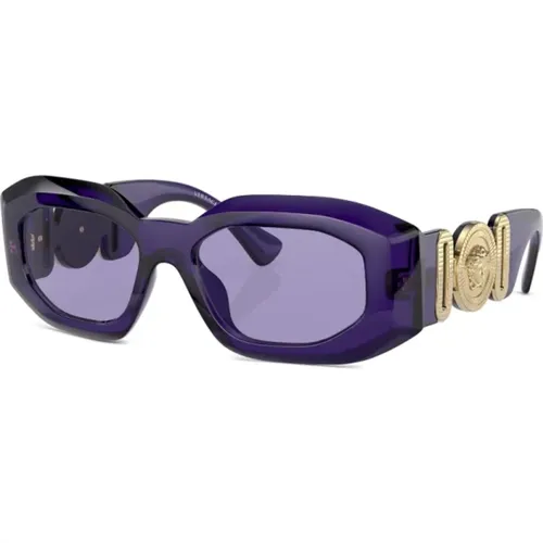 Lila Sonnenbrille mit Originalzubehör , Damen, Größe: 53 MM - Versace - Modalova