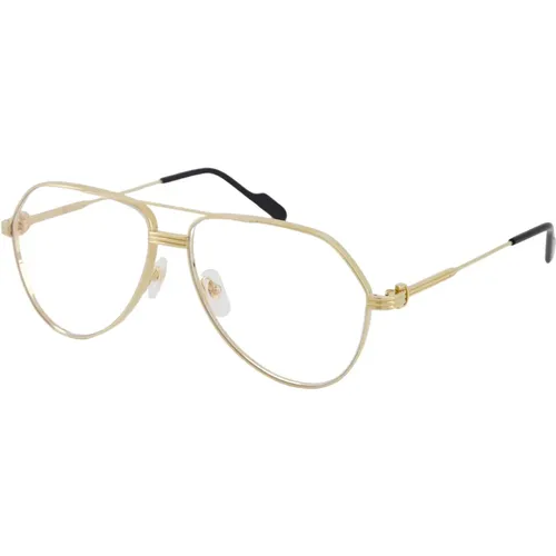 Gold Optical Pilot Style Sunglasses , unisex, Sizes: L - Cartier - Modalova