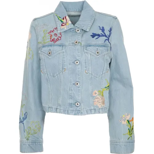 Jeansjacke Drawn Flowers , Damen, Größe: S - Kenzo - Modalova